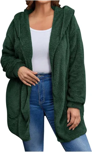 Winter Cardigan for Women Oversized Sherpa Jacket Fleece Long Sleeve Hoodies Casual Warm Coat Loose Fit Tops