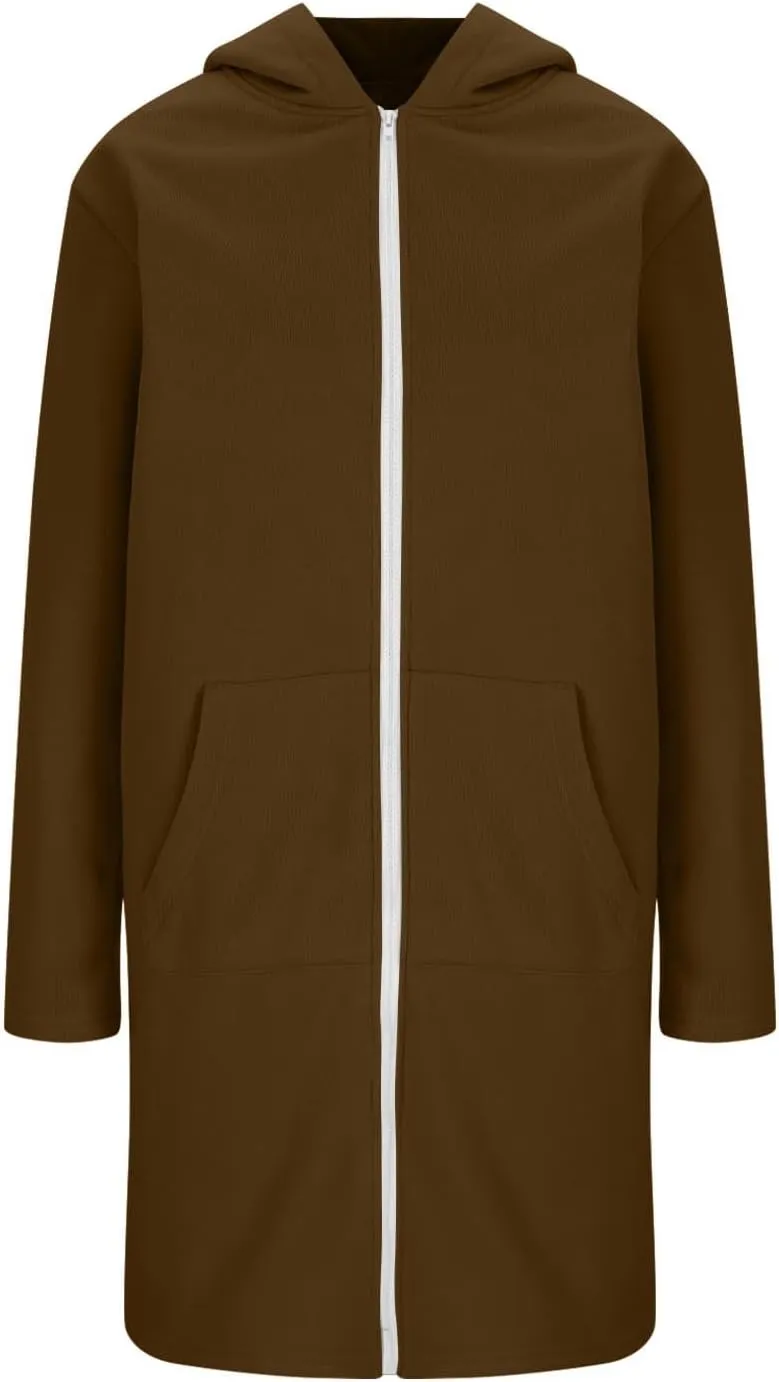 Winter Coats for Women 2024 Long Solid Color Trench Coat Pocket Long Sleeve Jacket Casual Hoodie Zip Up Shacket Coats