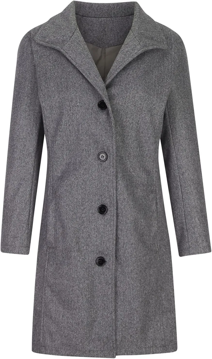 Winter Coats for Women Single Breasted Trench Coat Winter Wool Blend Pea Coat Vintage Stand Collar Casual Trench Coat