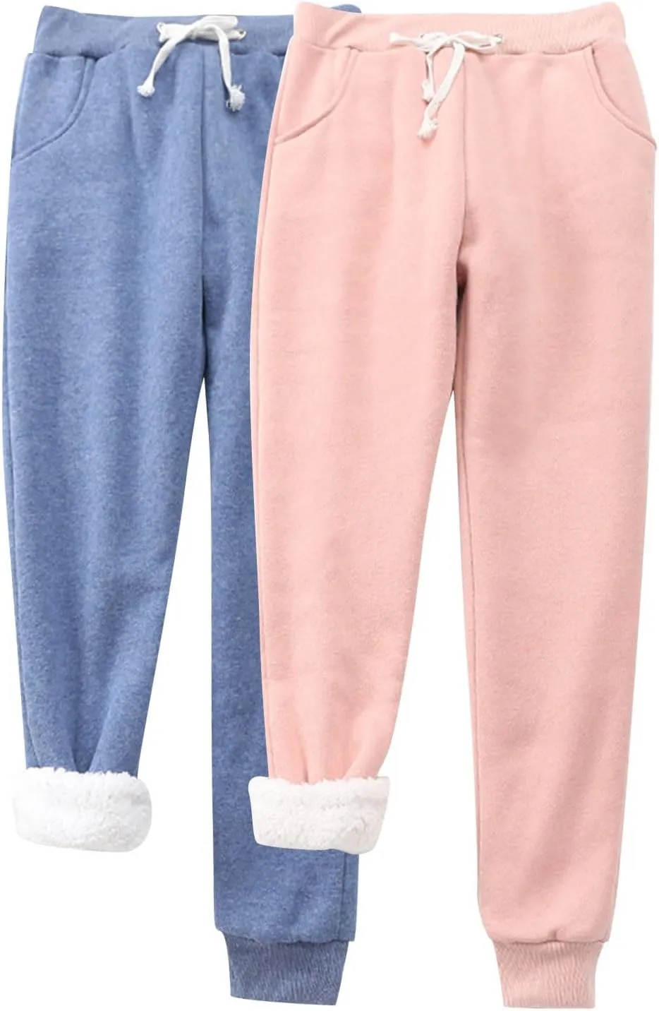 Winter Pants with Pockets Fuzzy Pants Womens Fuzzy Pajama Pants Winter Casual Flannel Pants Long Fleece Lined Pants