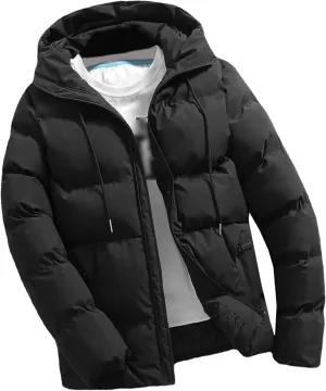 Winter Thicken Jacket for Men Windproof Warm Hooded Down Coat Padded Quilted Outwear Outdoor Parka Outerwear