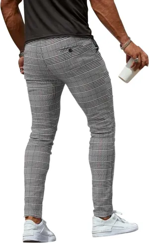 Woenzaia Men's Casual Slim Fit Pants Skinny Stretch Dress Slacks