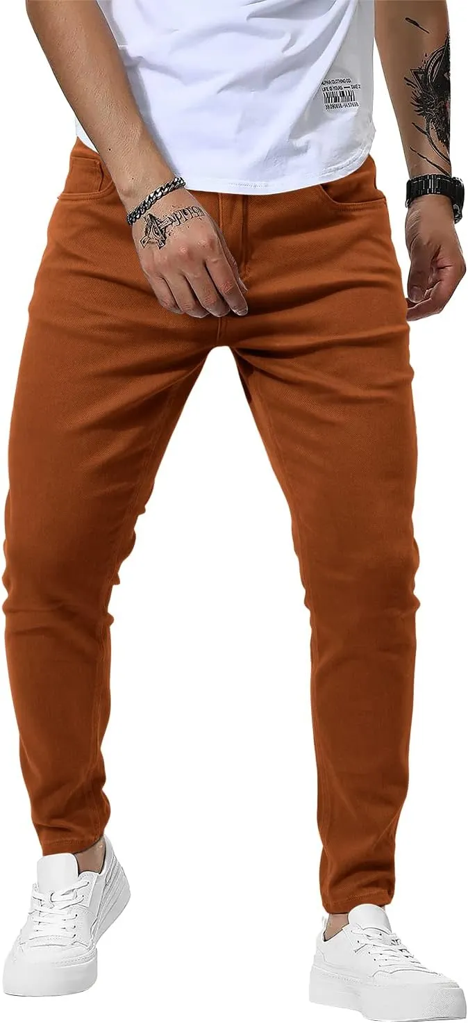 Woenzaia Men's Casual Slim Fit Pants Skinny Stretch Dress Slacks