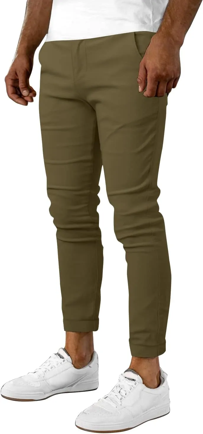 Woenzaia Men's Casual Slim Fit Pants Skinny Stretch Dress Slacks