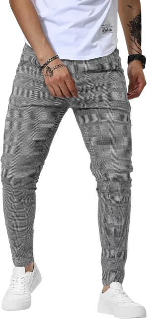 Woenzaia Men's Casual Slim Fit Pants Skinny Stretch Dress Slacks