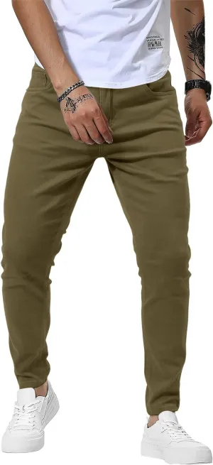 Woenzaia Men's Casual Slim Fit Pants Skinny Stretch Dress Slacks