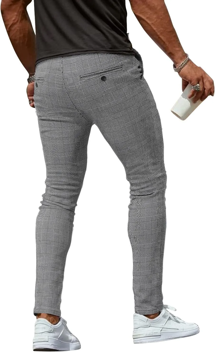 Woenzaia Men's Casual Slim Fit Pants Skinny Stretch Dress Slacks