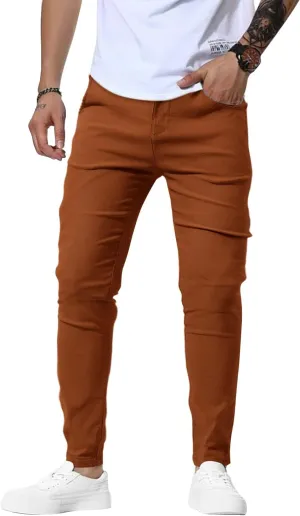 Woenzaia Men's Casual Slim Fit Pants Skinny Stretch Dress Slacks