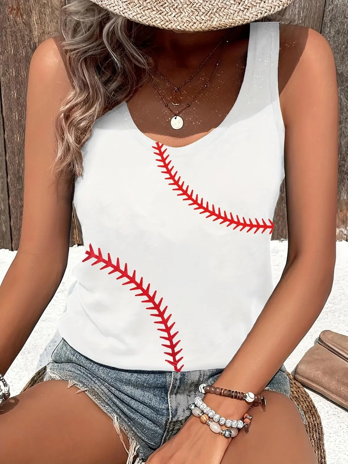 Women Baseball Tank Tops Baseball Mom Shirt Casual Game Day Sleeveless Tops Baseball Heart Graphic Tee Vest