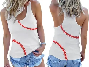 Women Baseball Tank Tops Baseball Mom Shirt Casual Game Day Sleeveless Tops Baseball Heart Graphic Tee Vest