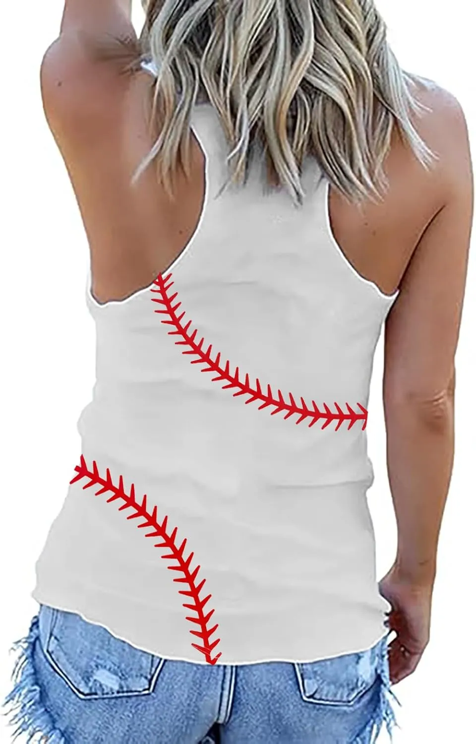 Women Baseball Tank Tops Baseball Mom Shirt Casual Game Day Sleeveless Tops Baseball Heart Graphic Tee Vest
