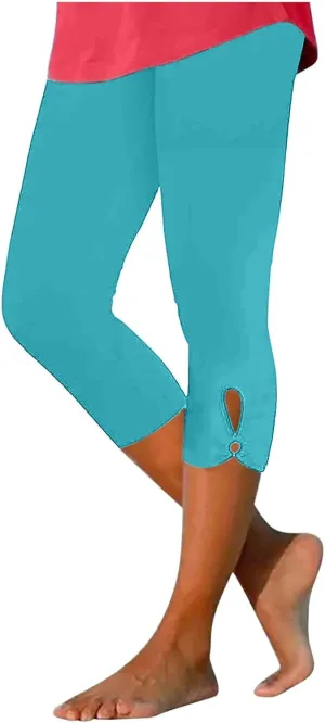Women Capri Leggings 2024 Dressy Casual Summer Capris Knee Length Crop Pants Trendy Lightweight Ladies Clothing