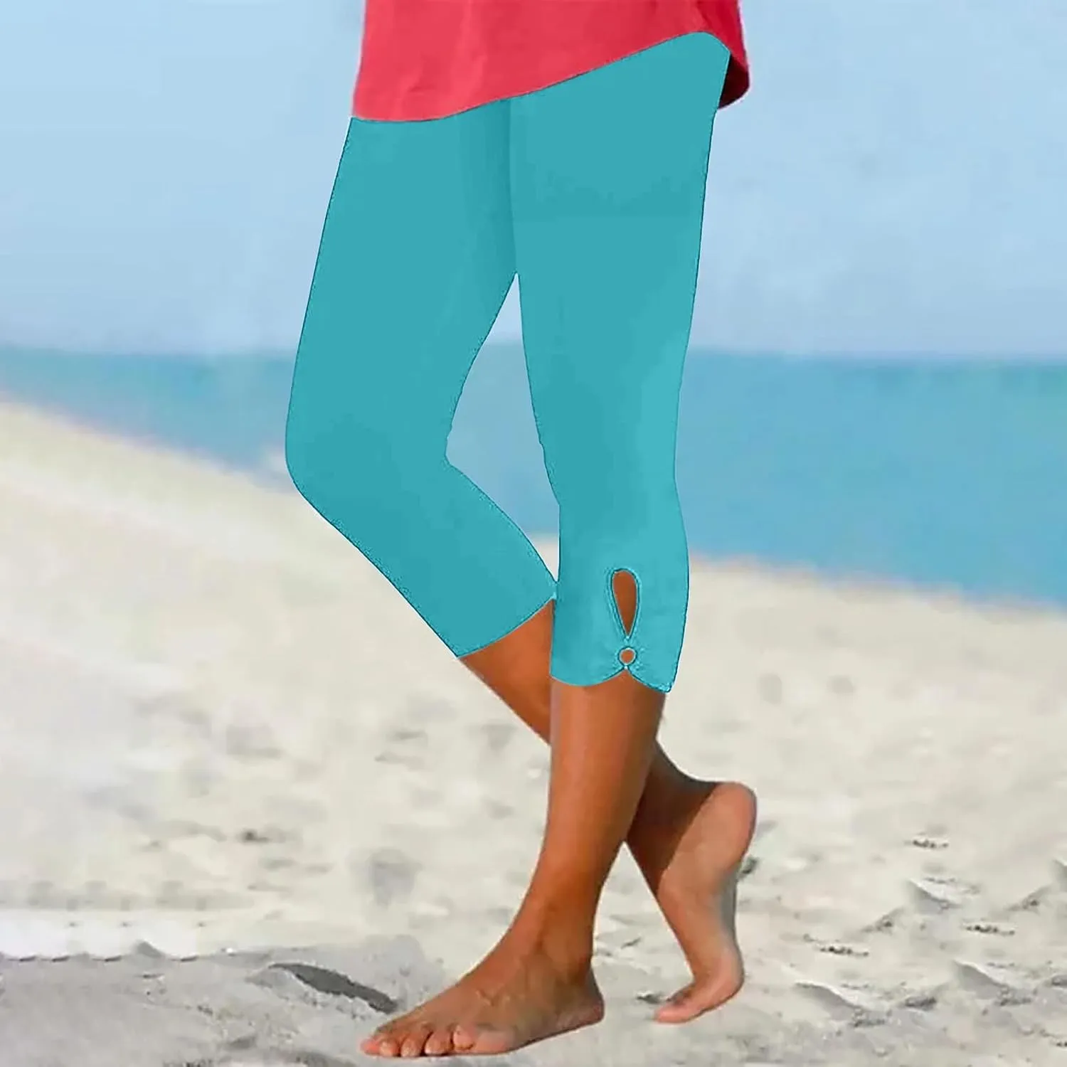 Women Capri Leggings 2024 Dressy Casual Summer Capris Knee Length Crop Pants Trendy Lightweight Ladies Clothing