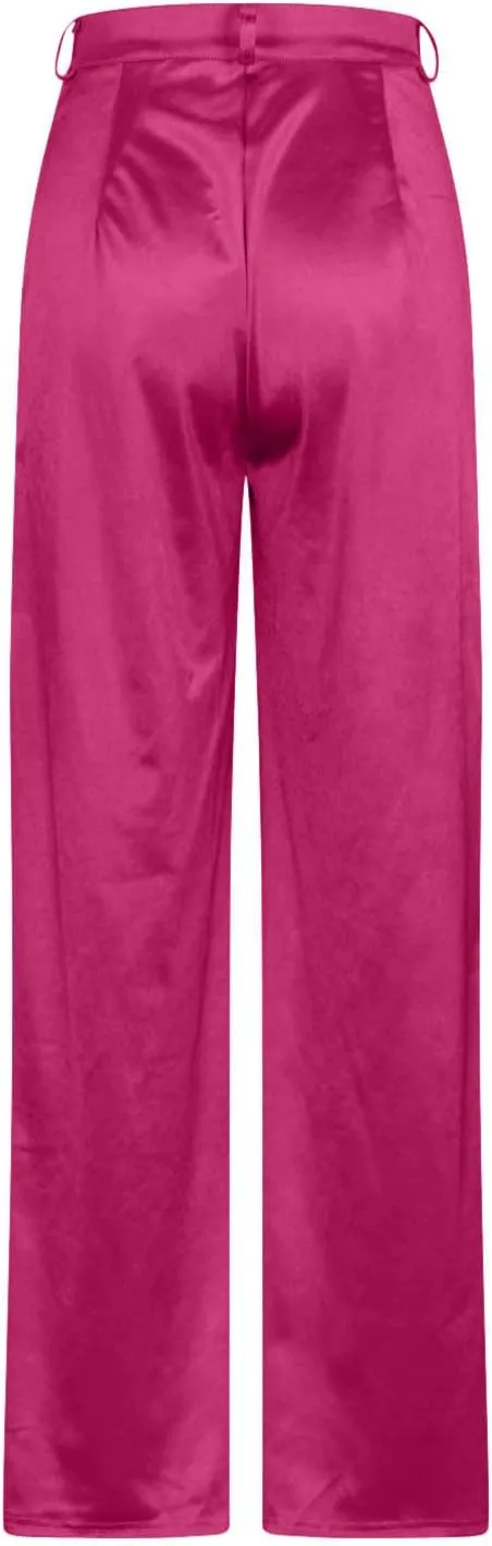 Women Cargo Pants High Waisted Joggers Soft Casual Baggy Sweatpants Wide Leg Straight Slacks Solid Trendy Trousers