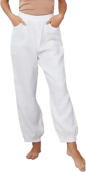 Women Cotton Linen Pants Elastic Waist Straight Wide Leg Pants Summer Casual Vacation Long Trousers with Pockets 2025