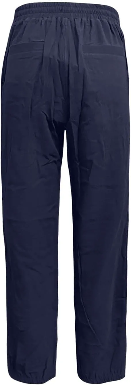 Women Linen Pants Joggers, Casual Lightweight Lounge Pants 2025 Cotton Linen Travel Beach Summer Trouser with Pockets