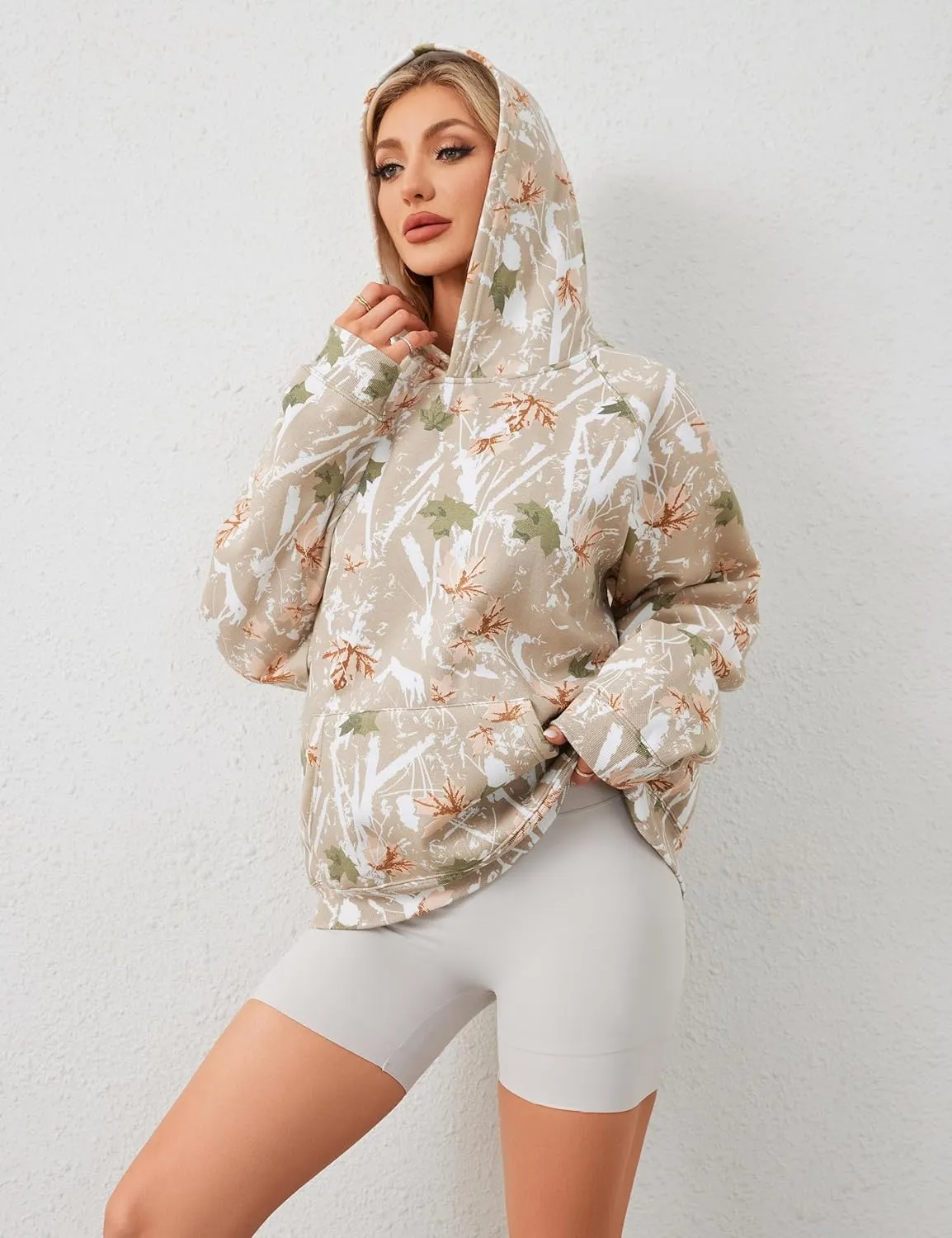 Women Oversized Graphic Hoodies Sweatshirt Long Raglan Sleeve Hoodie Fleece Pullover Tops With Kangaroo Pocket