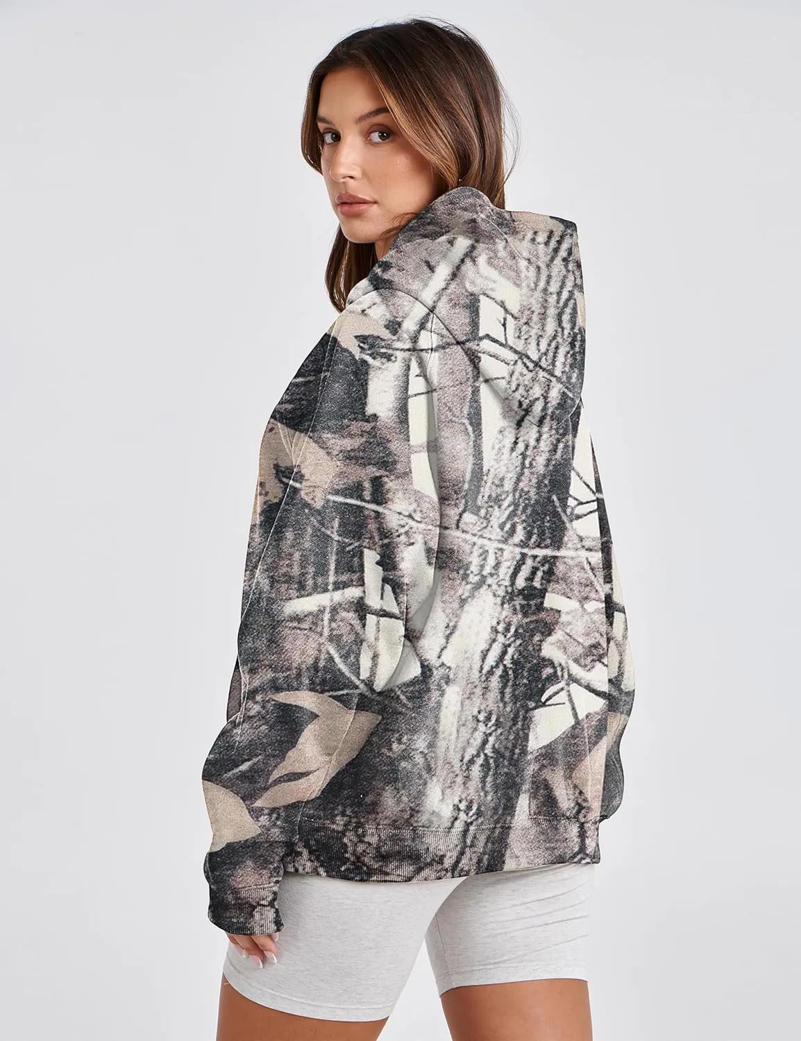 Women Oversized Graphic Hoodies Sweatshirt Long Raglan Sleeve Hoodie Fleece Pullover Tops With Kangaroo Pocket