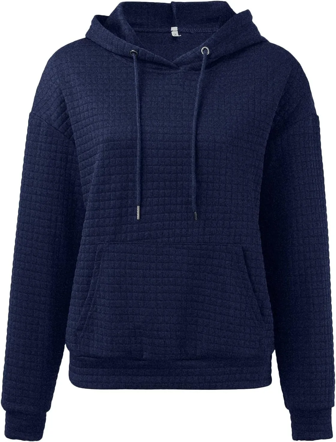 Women Oversized Hoodies Casual Basic Waffle Long Sleeve Pullover Top Solid Hooded Sweatshirt with Pocket