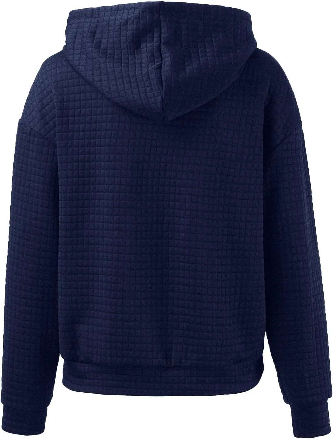 Women Oversized Hoodies Casual Basic Waffle Long Sleeve Pullover Top Solid Hooded Sweatshirt with Pocket