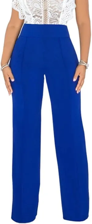 Women Stretchy Straight Leg Dress Pants Comfy Solid Classic High Waisted Wide Leg Long Bootcut Pant Slacks Work Office
