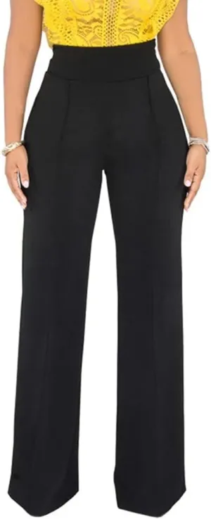 Women Stretchy Straight Leg Dress Pants Comfy Solid Classic High Waisted Wide Leg Long Bootcut Pant Slacks Work Office
