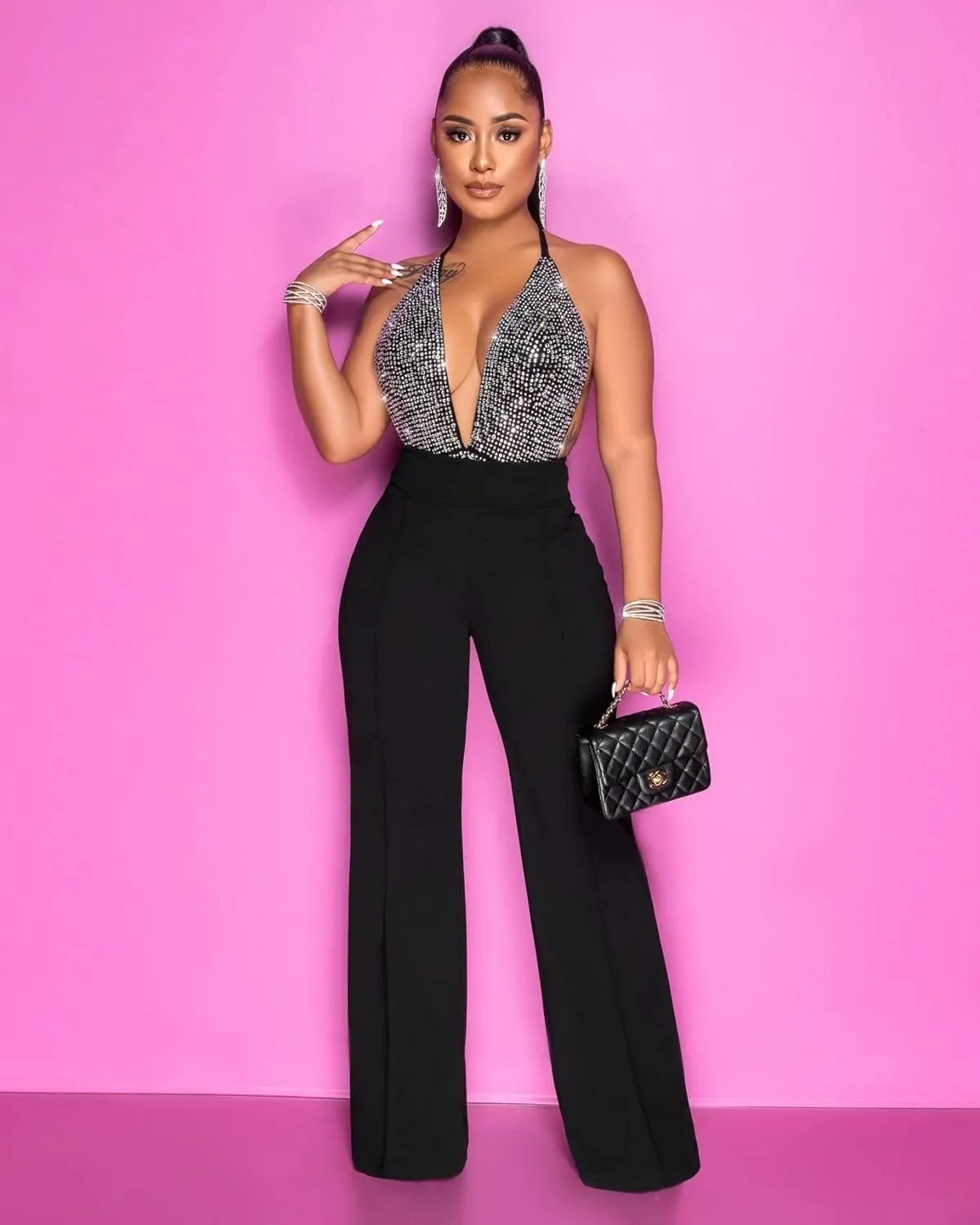 Women Stretchy Straight Leg Dress Pants Comfy Solid Classic High Waisted Wide Leg Long Bootcut Pant Slacks Work Office