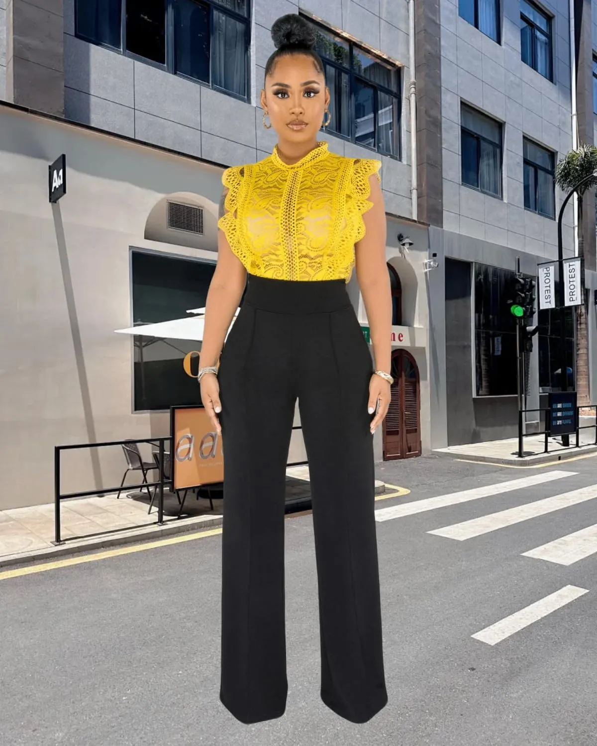 Women Stretchy Straight Leg Dress Pants Comfy Solid Classic High Waisted Wide Leg Long Bootcut Pant Slacks Work Office