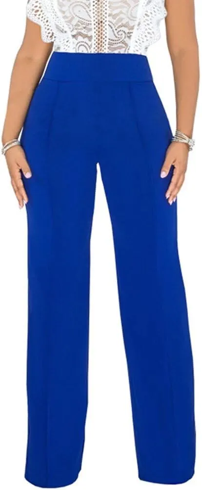 Women Stretchy Straight Leg Dress Pants Comfy Solid Classic High Waisted Wide Leg Long Bootcut Pant Slacks Work Office