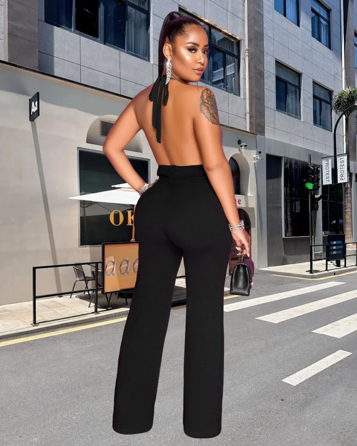 Women Stretchy Straight Leg Dress Pants Comfy Solid Classic High Waisted Wide Leg Long Bootcut Pant Slacks Work Office