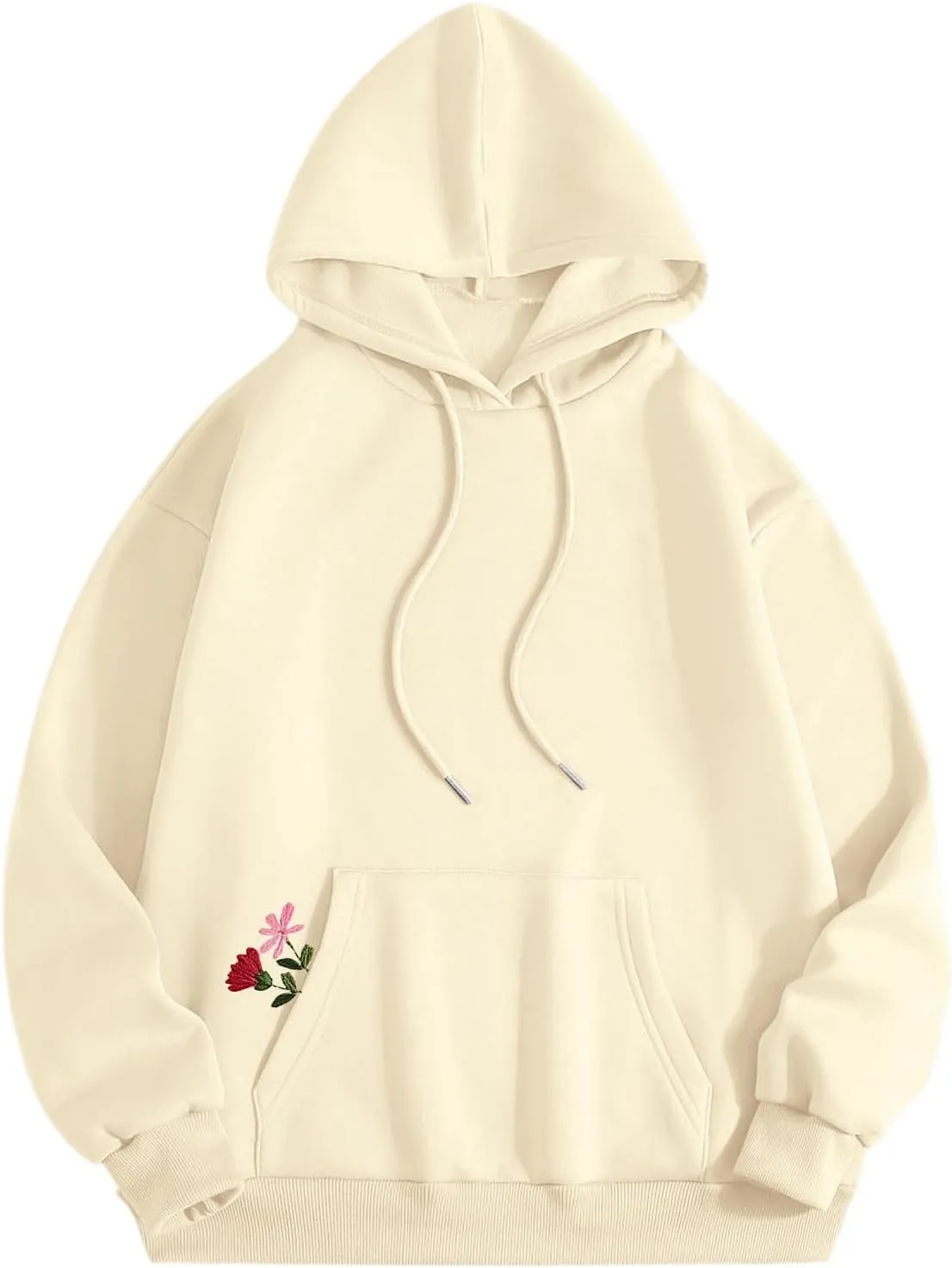 Women Sweatshirts Graphic Hoodies Oversized Pullover Flower Casual Long Sleeve Hooded Drawstring Sweatshirt