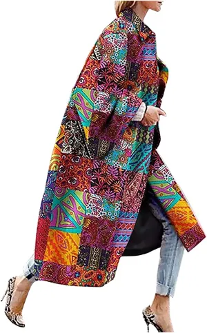 Women Vintage Trench Coat,Memela Women's Autumn Long Sleeve Pea Coat Lapel Open Front Long Jacket Overcoat Outwear Cardigan