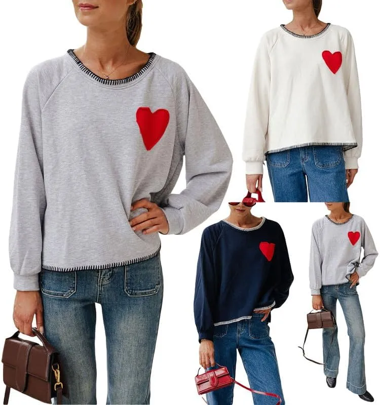 Women Y2k Graphic Oversized Sweatshirt Heart Patchwork Long Sleeve Hoodie Pullover Fall Causal Streetwear