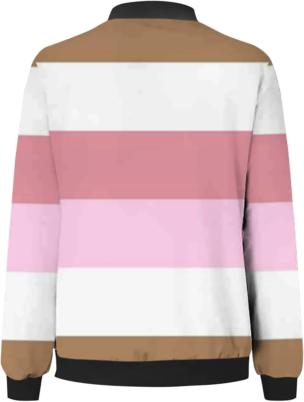 Women's Bomber Jacket 2024 Long Sleeve Classic Gradient Print Jacket Casual Daily Lightweight Short Outwear Tops