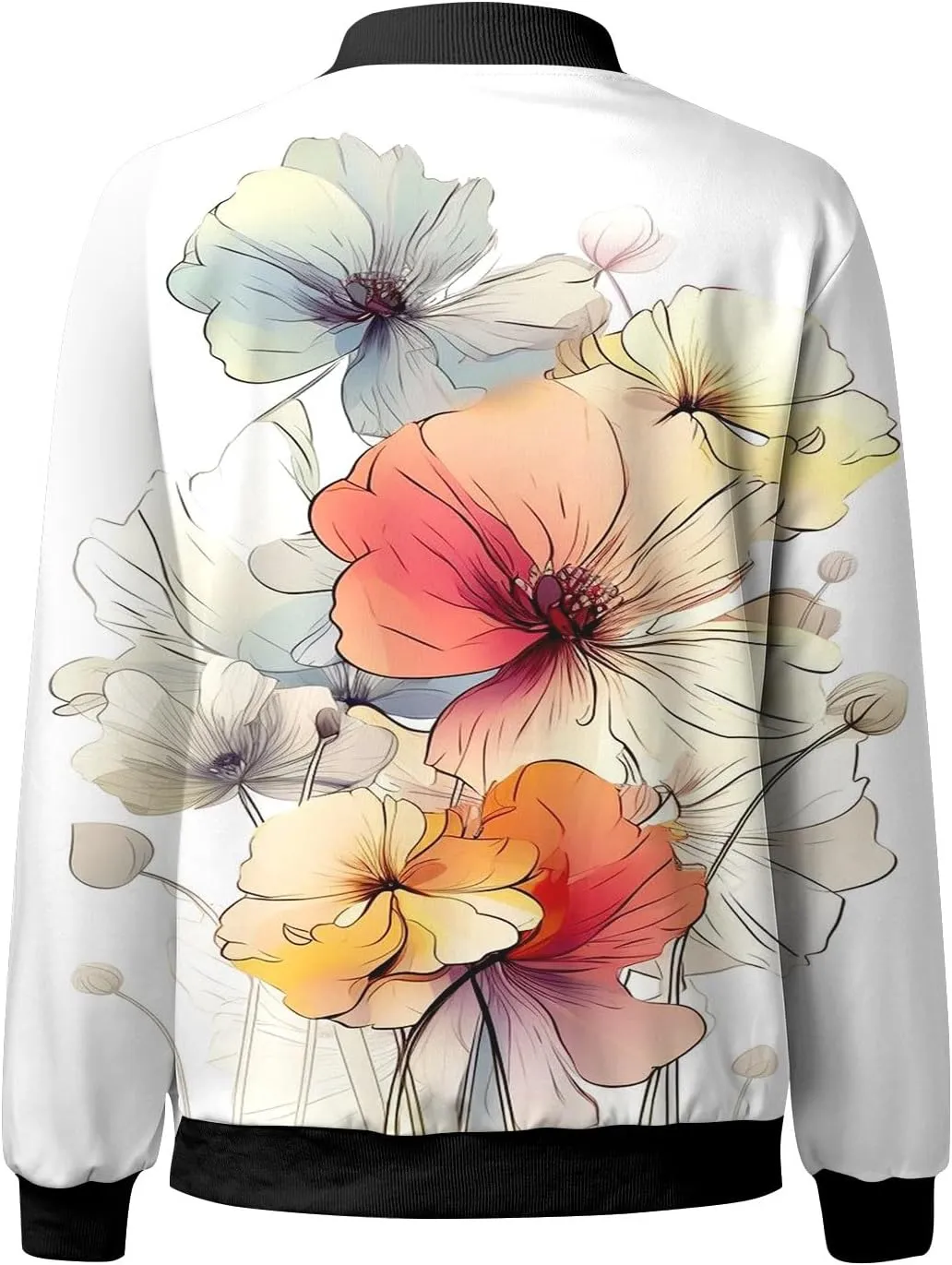 Women's Bomber Jacket 2024 Long Sleeve Classic Gradient Print Jacket Casual Daily Lightweight Short Outwear Tops