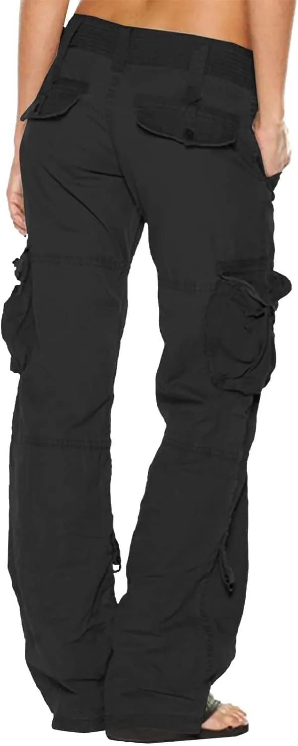 Women's Cargo Pants High Waisted Casual Wide Leg Pants Baggy Stretch Military Tactical Pants with Pockets