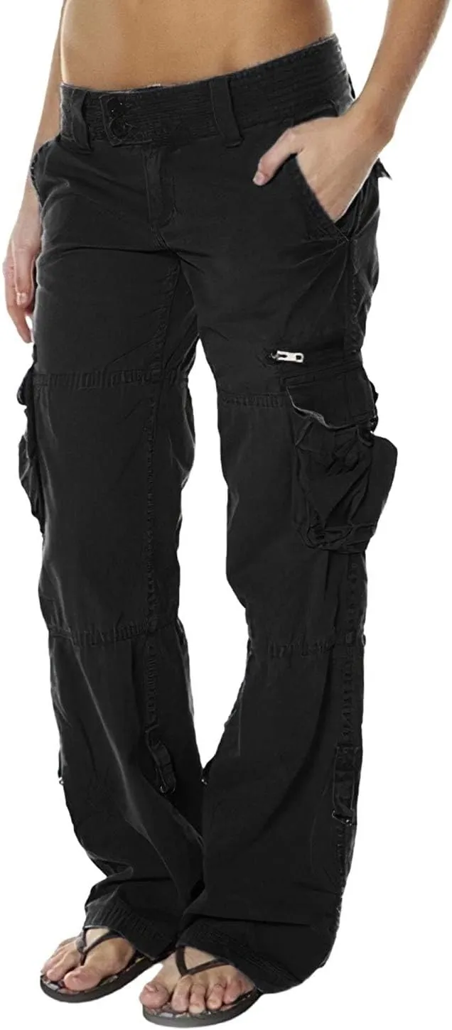 Women's Cargo Pants High Waisted Casual Wide Leg Pants Baggy Stretch Military Tactical Pants with Pockets
