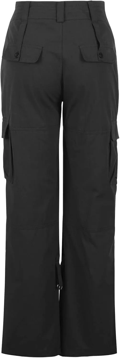 Women's Cargo Pants High Waisted Casual Wide Leg Pants Baggy Stretch Military Tactical Pants with Pockets