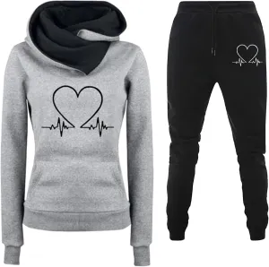 Womens Cargo Sweatpants Autumn and Winter Leisure Solid Color Hooded Sweater Pants with High Waisted Joggers Pants