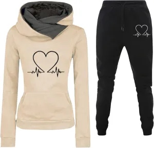 Womens Cargo Sweatpants Autumn and Winter Leisure Solid Color Hooded Sweater Pants with High Waisted Joggers Pants