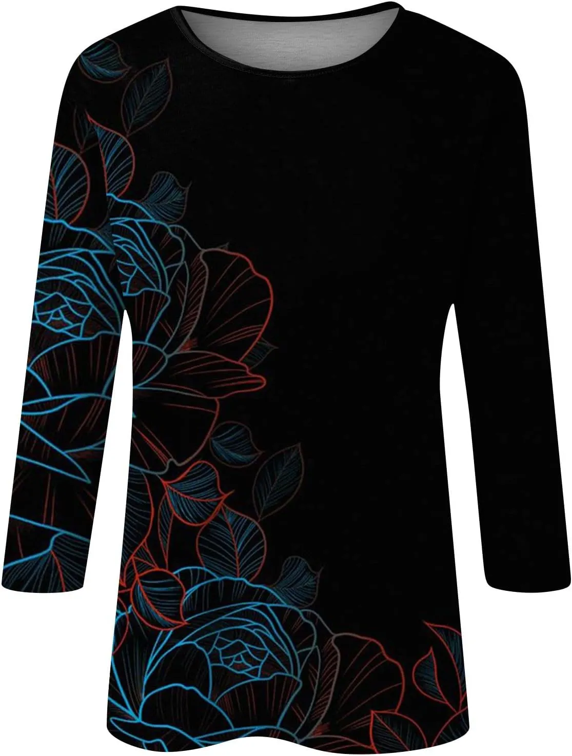 Women's Casual 3/4 Sleeve T-Shirts Round Neck Cute Tunic Tops Soft Y2k Streetwear Lightweight Painting Graphic Tees