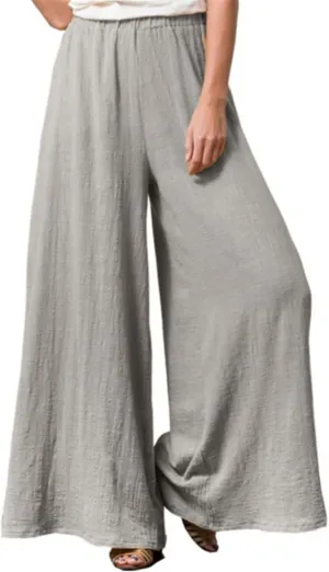 Women's Casual Cotton Linen Wide Leg Baggy Pants with Elastic Waist Relax Fit Lantern Trouser Casual Loose Trousers