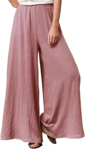 Women's Casual Cotton Linen Wide Leg Baggy Pants with Elastic Waist Relax Fit Lantern Trouser Casual Loose Trousers