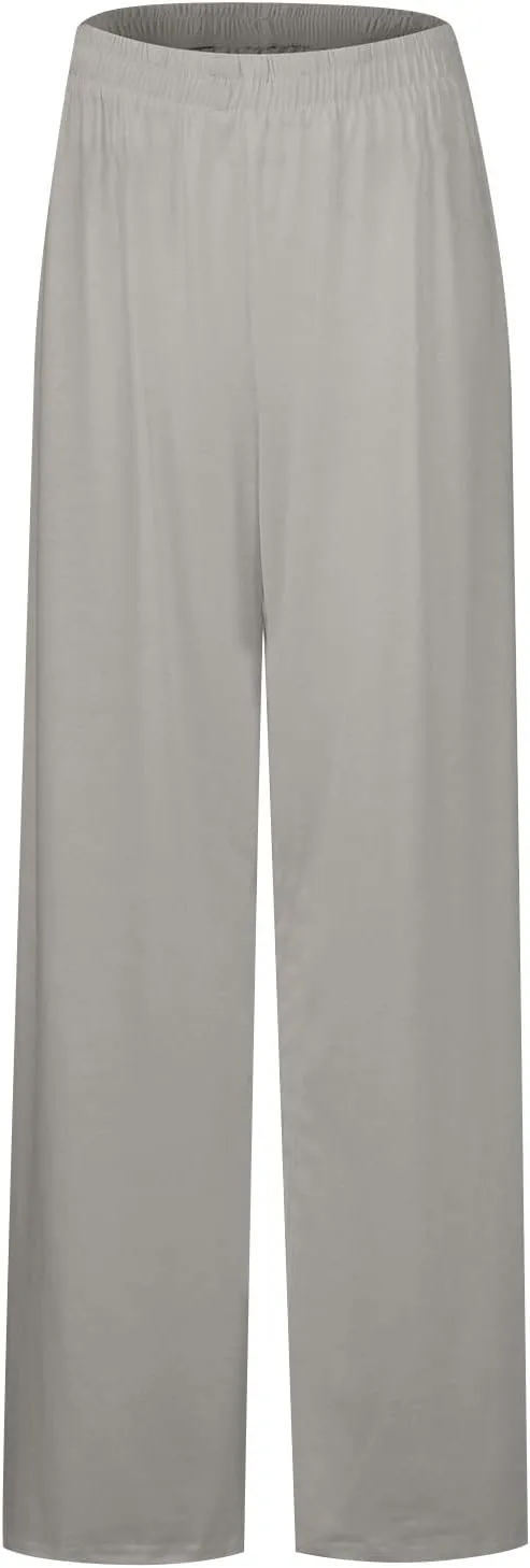 Women's Casual Cotton Linen Wide Leg Baggy Pants with Elastic Waist Relax Fit Lantern Trouser Casual Loose Trousers