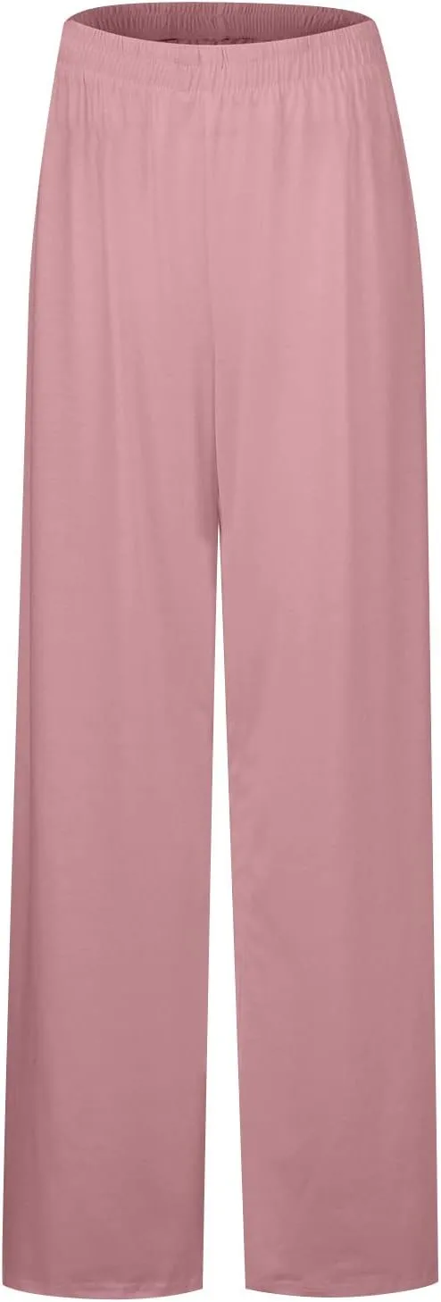 Women's Casual Cotton Linen Wide Leg Baggy Pants with Elastic Waist Relax Fit Lantern Trouser Casual Loose Trousers