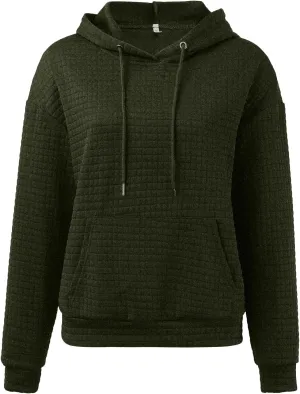 Women's Casual Oversized Hoodies Color Block Long Sleeve Drawstring Sweatshirt Solid Loose Pullover Tops with Pocket