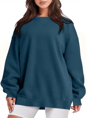 Womens Crewneck Sweatshirt Oversized Sweatshirt Fashion Long Sleeve Sweatshirt Casual Loose Pullover Solid Sweatshirt