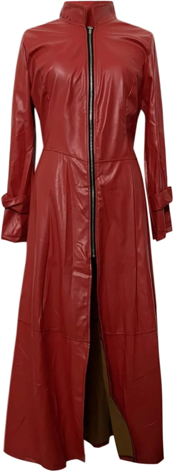 Womens Faux Leather Jacket Fashion Sexy Long Pu Moto Jackets Fall Plus Size Zipper Slim Fit Mock Neck Trench Coats