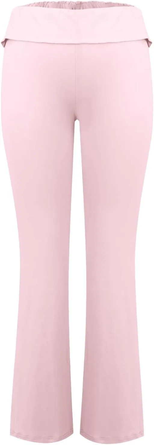 Womens Flare Pants Solid Color Bootcut Yoga Leggings Low Waisted Tummy Control Workout Slacks