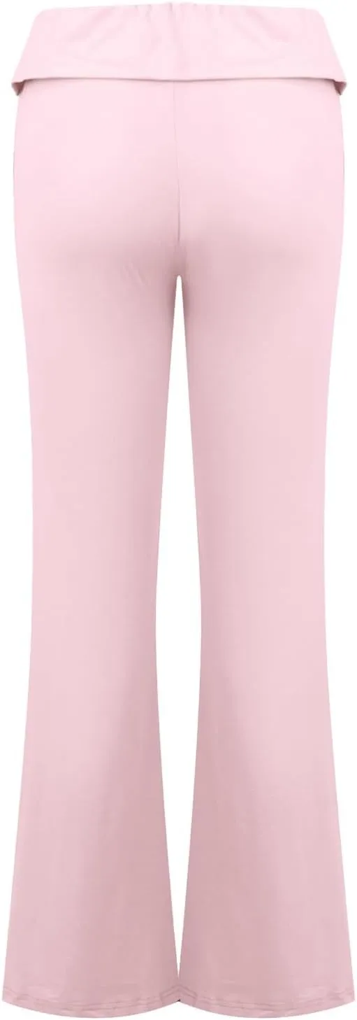 Womens Flare Pants Solid Color Bootcut Yoga Leggings Low Waisted Tummy Control Workout Slacks